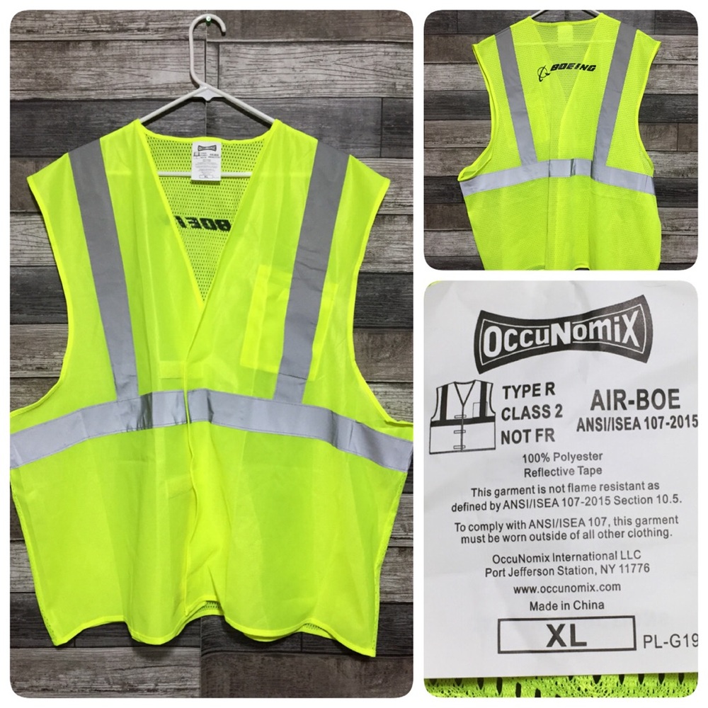 Occunomix Air Boe Boeing Vest Men’s XL Neon Yellow Mesh Lightweight Workwear
